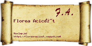 Florea Acicét névjegykártya